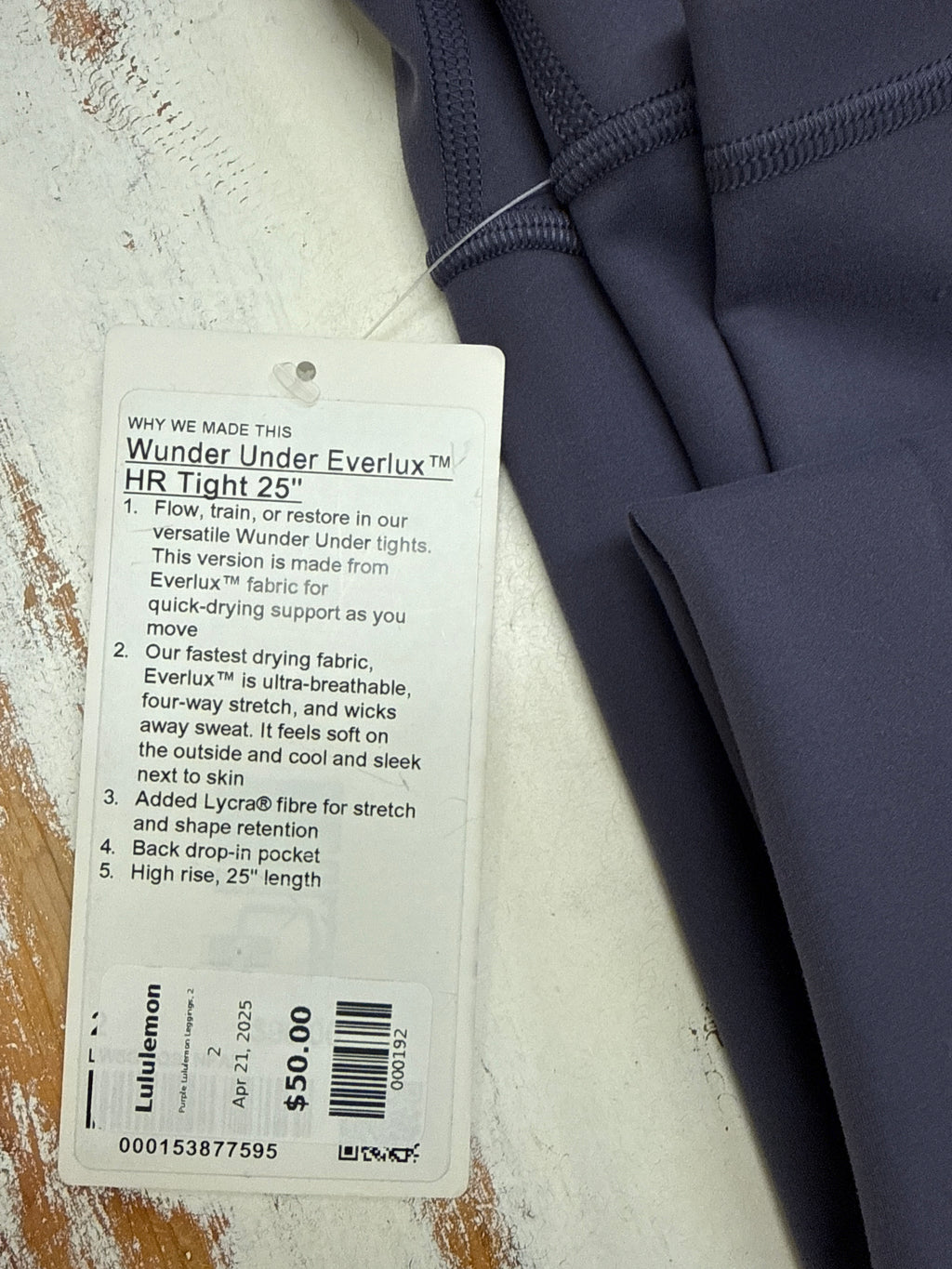 Lululemon Wunder Under Everlux HR Tight 25”