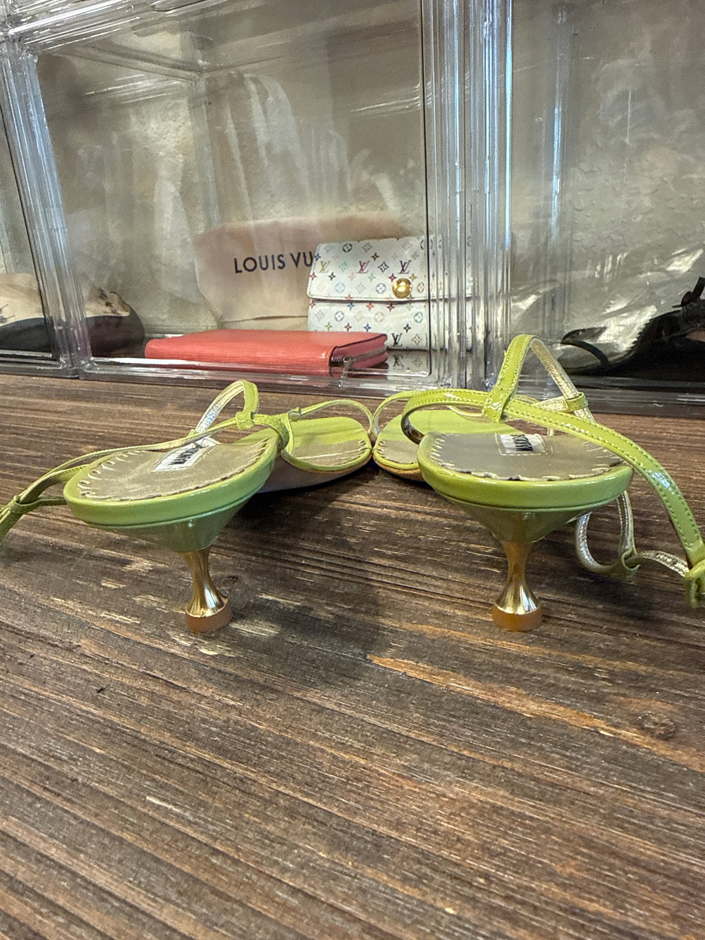 Manolo Blahnik Green Patent Strappy Sandals