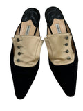 Manolo Blahnik Vintage Satin Mule Pumps – Black & Champagne | Size 40