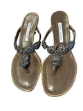 Manolo Blahnik Embellished Leather Thong
